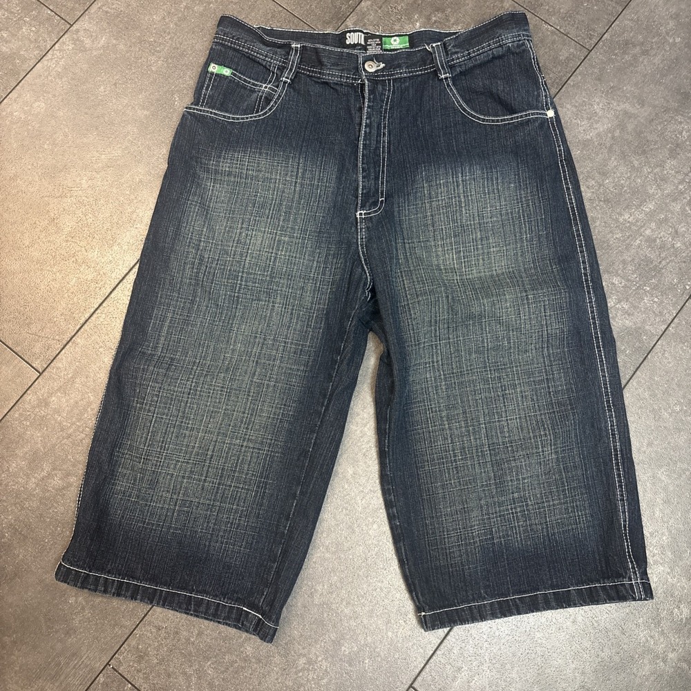 Southpole Jeans Men's 36 Blue Denim Wide Leg Baggy Y2K Shorts Jorts Gangster GUC